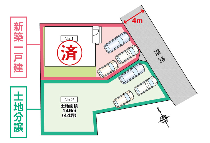 広島市安佐南区東野2丁目20土地分譲住宅区画図