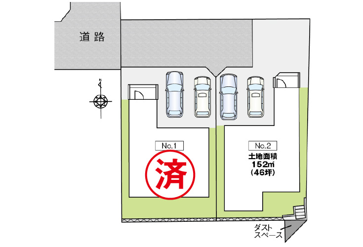 広島県安芸郡府中町柳ケ丘76新築一戸建て分譲住宅区画図
