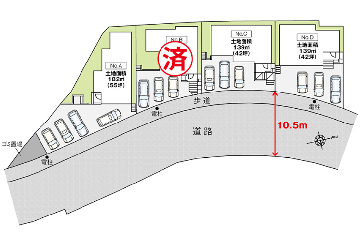 広島市安芸区中野4丁目46新築一戸建て分譲住宅区画図