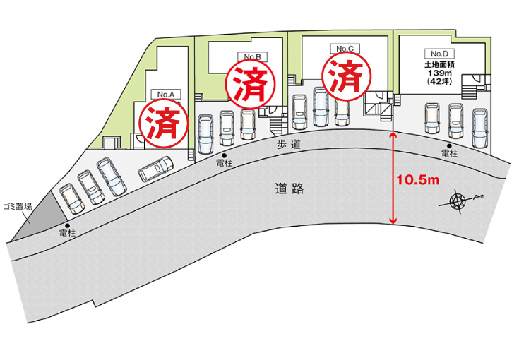 広島市安芸区中野4丁目46新築一戸建て分譲住宅区画図