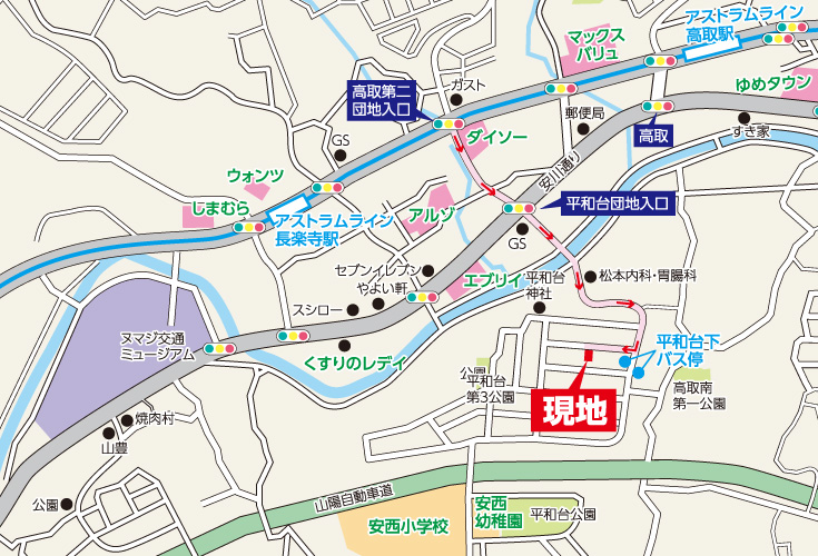 広島市安佐南区高取南2丁目3新築一戸建て分譲住宅間現地案内図
