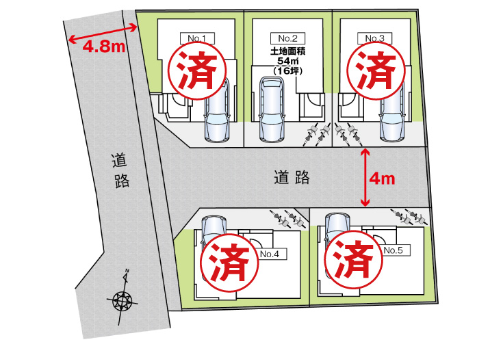 広島市安佐南区西原1丁目18新築一戸建て分譲住宅区画図