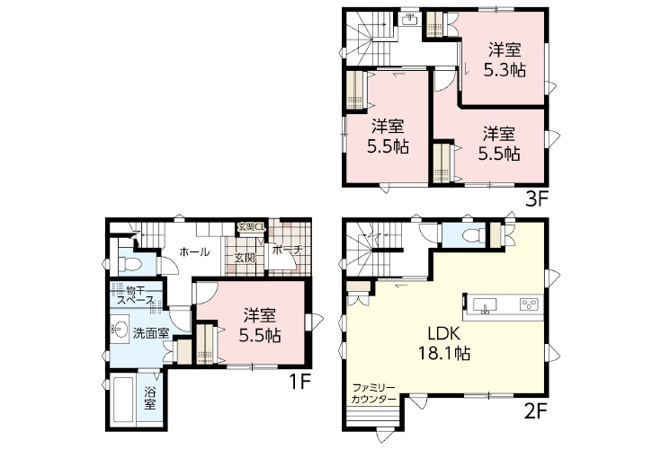 広島市東区戸坂山崎町5新築一戸建て分譲住宅間取り図