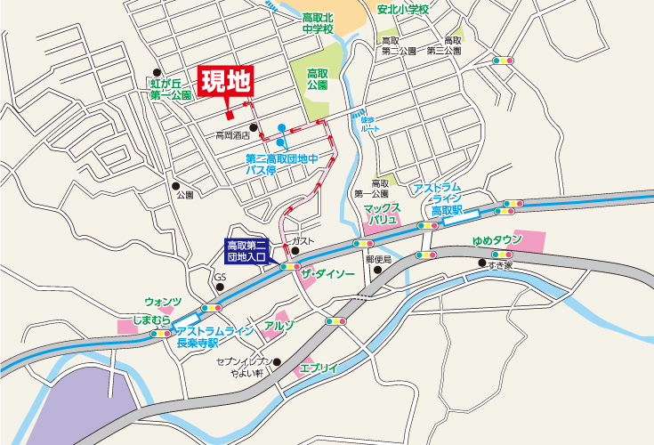 広島市安佐南区高取北4丁目20土地分譲現地案内図