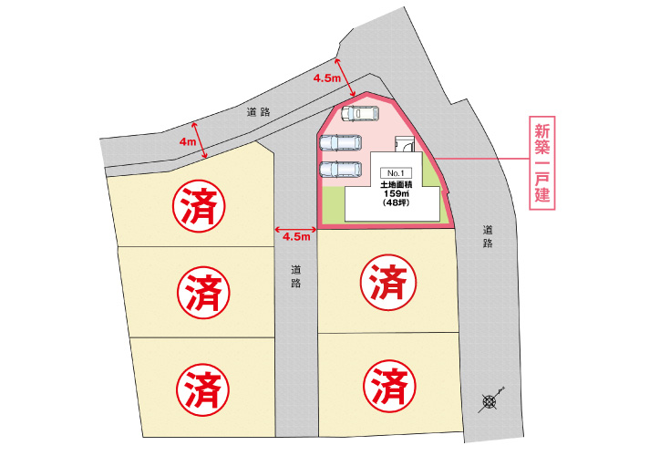 広島市安佐北区三入2丁目25新築一戸建て分譲住宅区画図