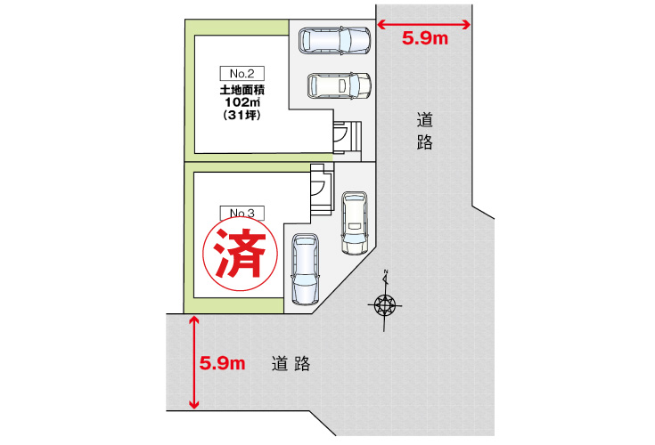 広島市安佐北区真亀5丁目33新築一戸建て分譲住宅区画図