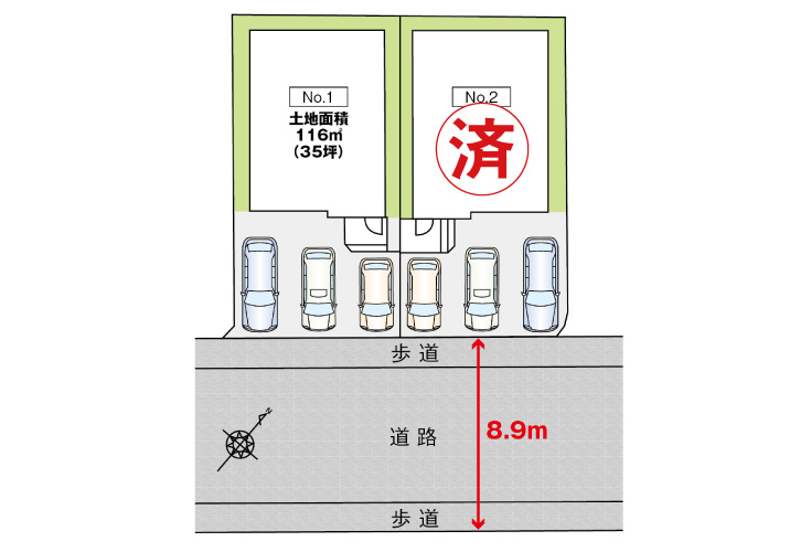 広島市安佐北区口田2丁目18土地分譲住宅区画図