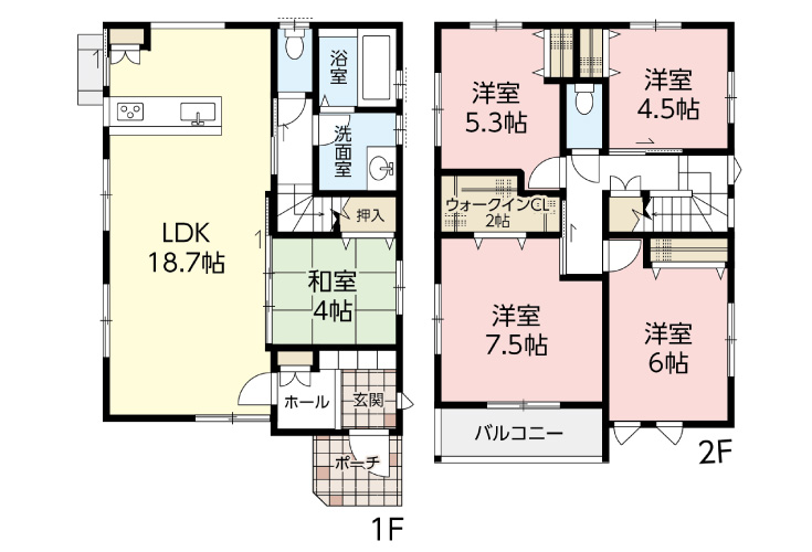 広島市安佐北区口田2丁目18土地分譲住宅間取り図