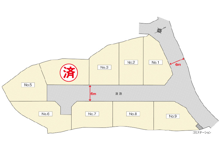 広島市西区己斐上3丁目7土地分譲住宅区画図