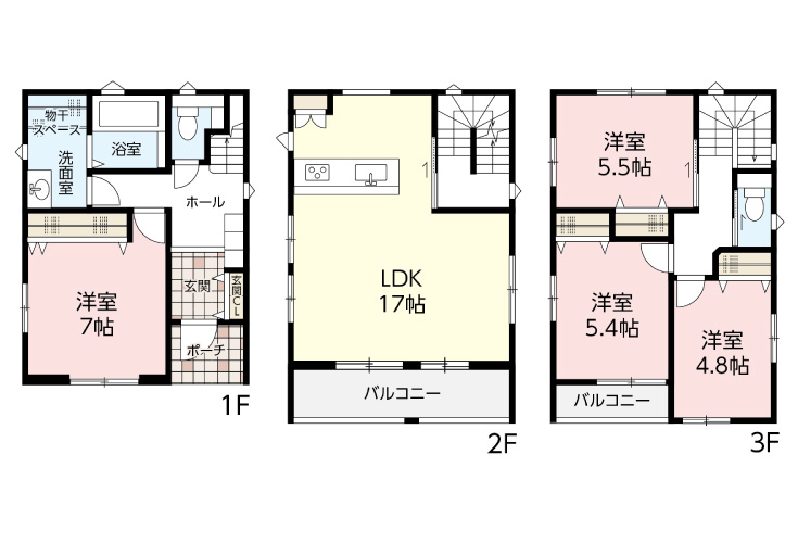 広島市中区吉島西1丁目25新築一戸建て分譲住宅間取り図