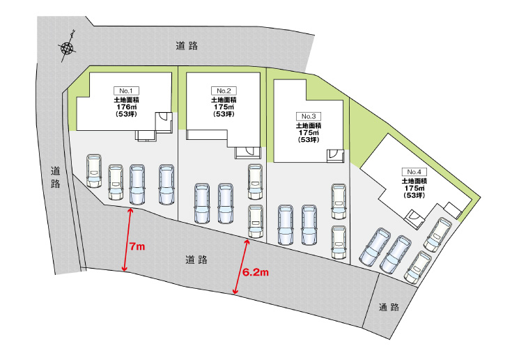 広島市安佐北区三入2丁目13新築一戸建て分譲住宅区画図