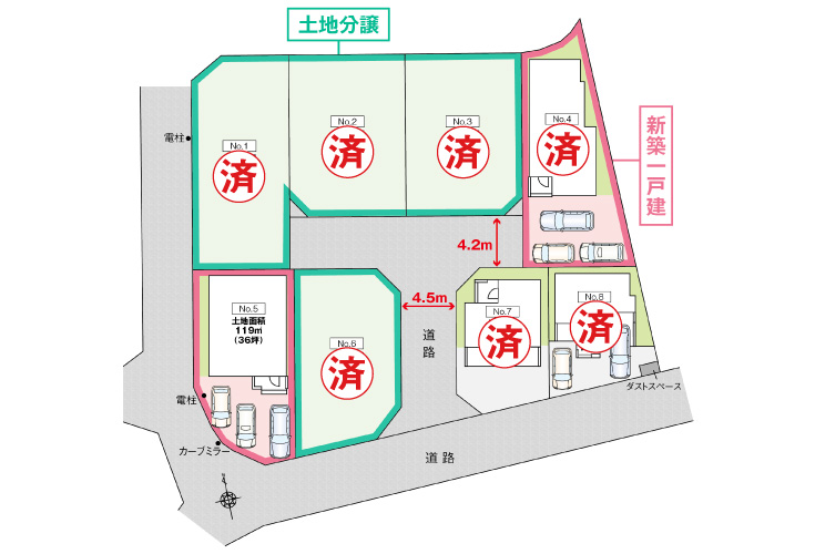 広島市安佐南区東野3丁目29新築一戸建て分譲住宅区画図