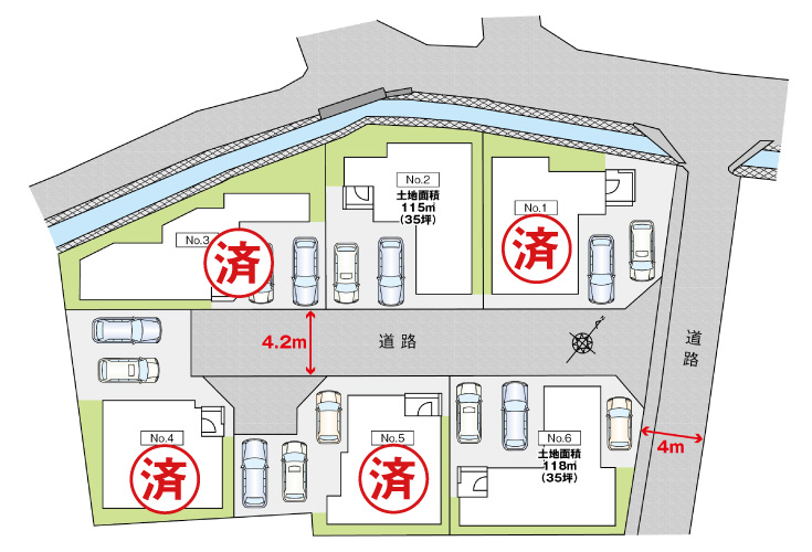 広島市安佐南区川内1丁目34新築一戸建て分譲住宅区画図