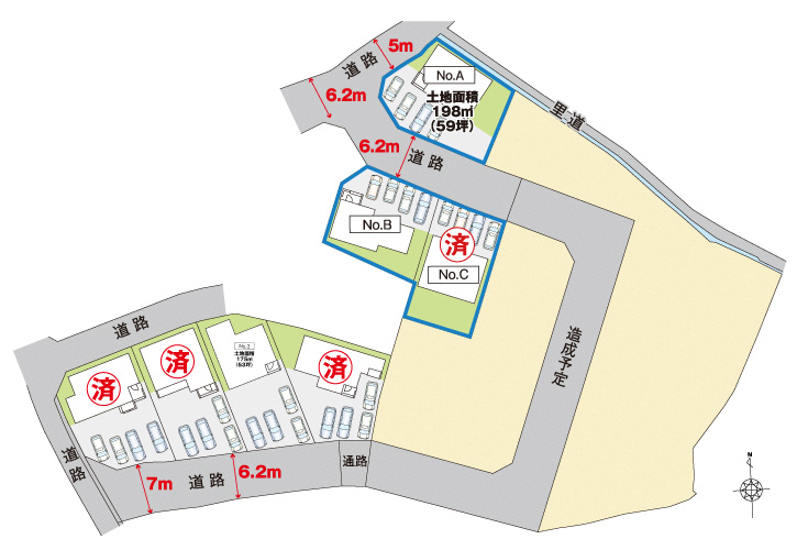 広島市安佐北区三入2丁目13新築一戸建て分譲住宅区画図