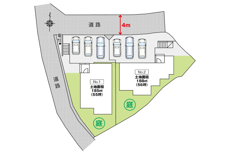 広島市安芸区矢野東6丁目14新築一戸建て分譲住宅区画図