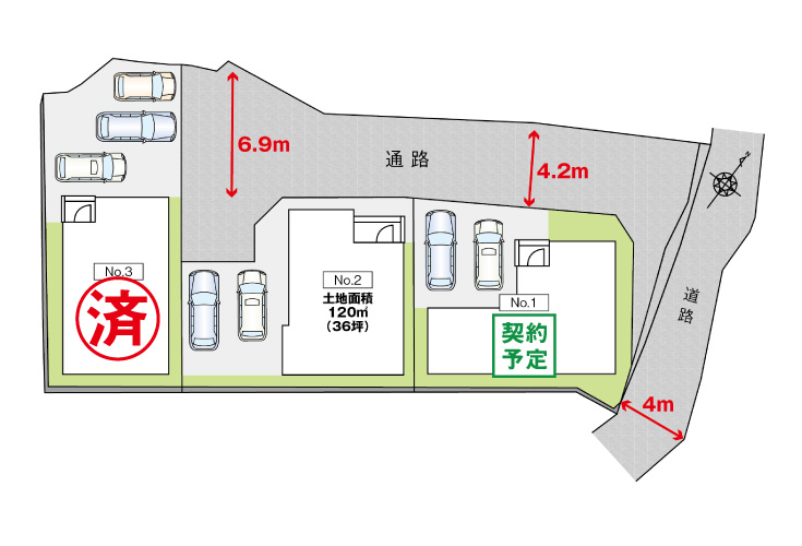 広島市安芸区中野7丁目58新築一戸建て分譲住宅区画図