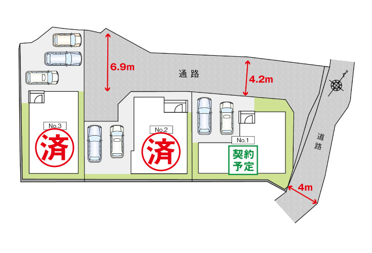 広島市安芸区中野7丁目58新築一戸建て分譲住宅区画図