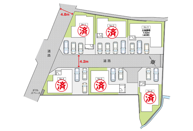 広島市安芸区中野2丁目30新築一戸建て分譲住宅区画図