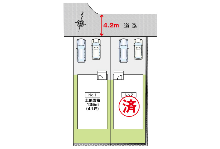広島市西区己斐中3丁目13新築一戸建て分譲住宅区画図