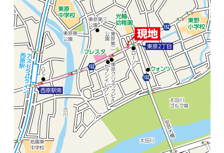 広島市安佐南区東原3丁目27新築一戸建て分譲住宅現地案内図
