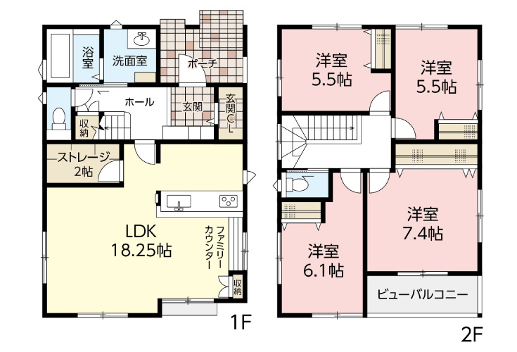 広島市安佐北区口田5丁目22新築一戸建て分譲住宅間取り図