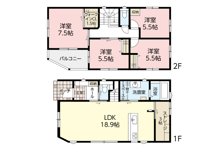 広島市西区高須4丁目23新築一戸建て分譲住宅間取り図