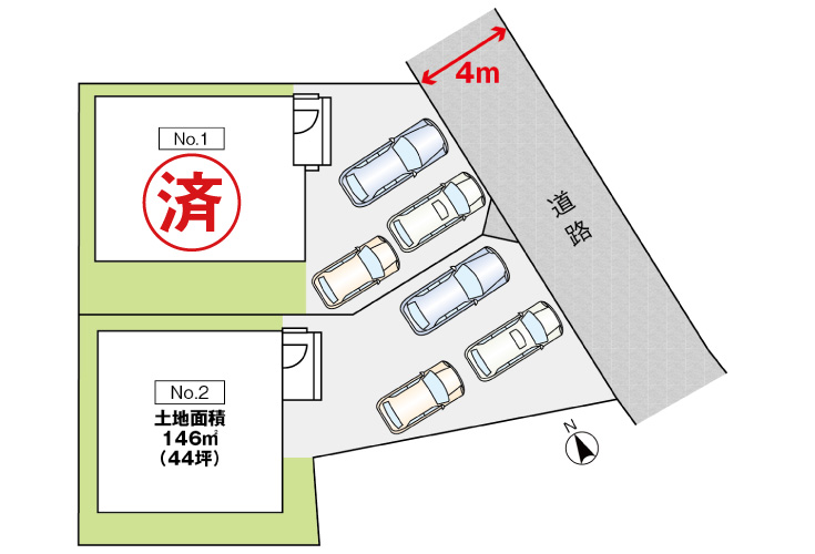 広島市安佐南区東野2丁目20新築一戸建て分譲住宅区画図