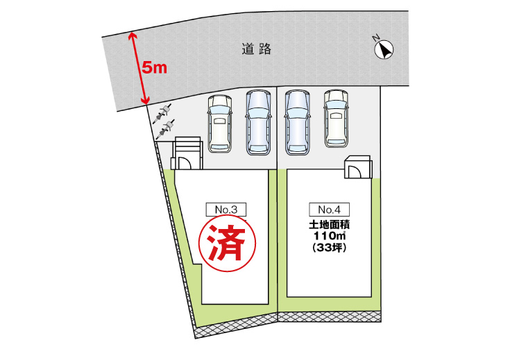 広島市安佐北区口田5丁目27新築一戸建て分譲住宅区画図