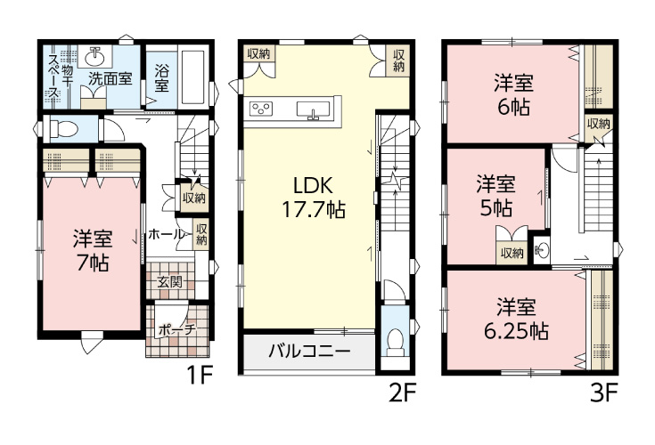 広島市中区吉島西2丁目5新築一戸建て分譲住宅間取り図