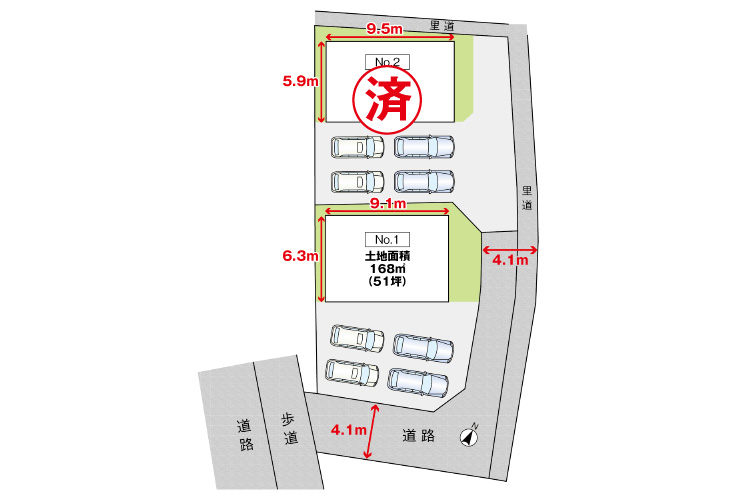 山口県玖珂郡和木町和木1丁目土地分譲住宅区画図