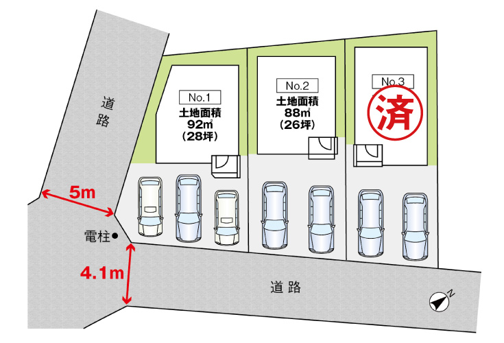 広島市安佐南区緑井7丁目26新築一戸建て分譲住宅区画図