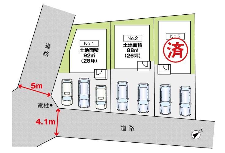 広島市安佐南区緑井7丁目26新築一戸建て分譲住宅区画図