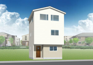 広島市安佐南区東野2丁目21新築一戸建て分譲住宅外観パース