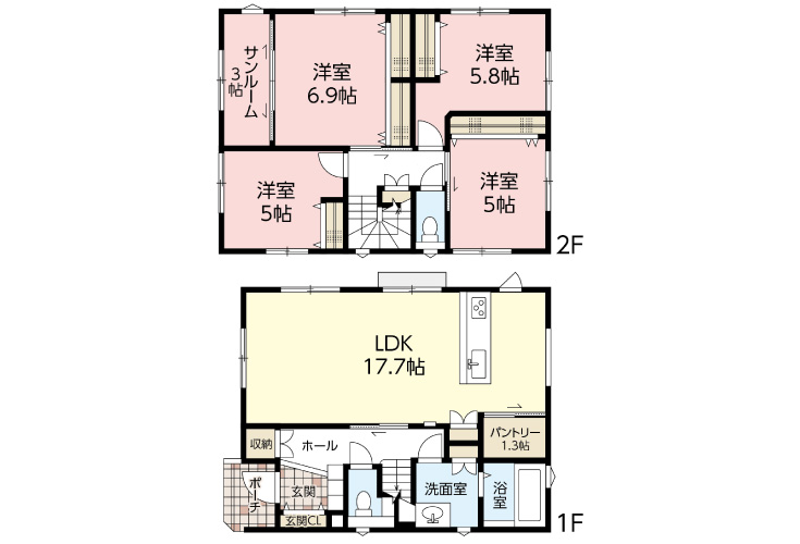 広島市東区牛田東3丁目24新築戸建て分譲住宅間取り図