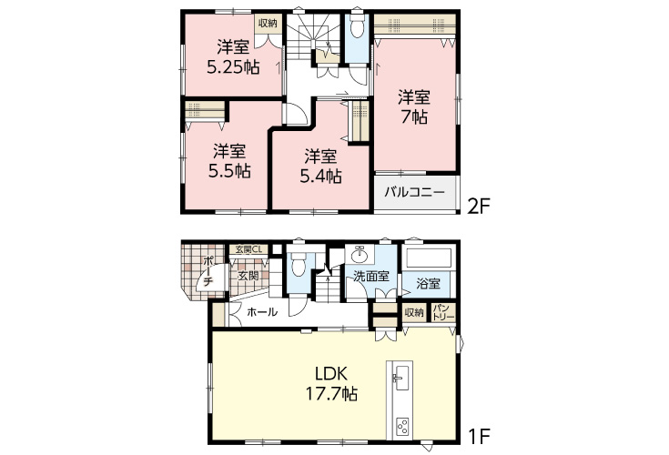 広島市安佐南区長束西5丁目6新築一戸建て分譲住宅間取り図