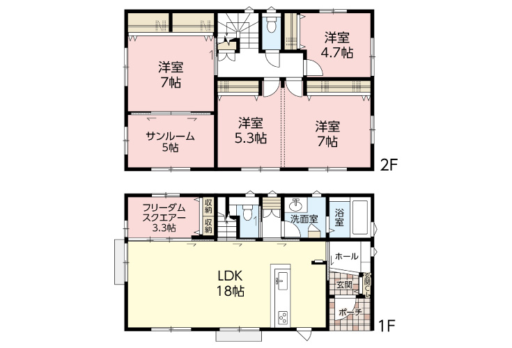 広島市安佐南区安東4丁目7新築一戸建て分譲住宅間取り図