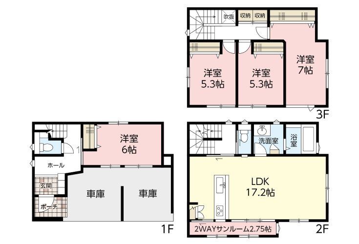 広島市安佐南区東野2丁目5新築一戸建て分譲住宅間取り図