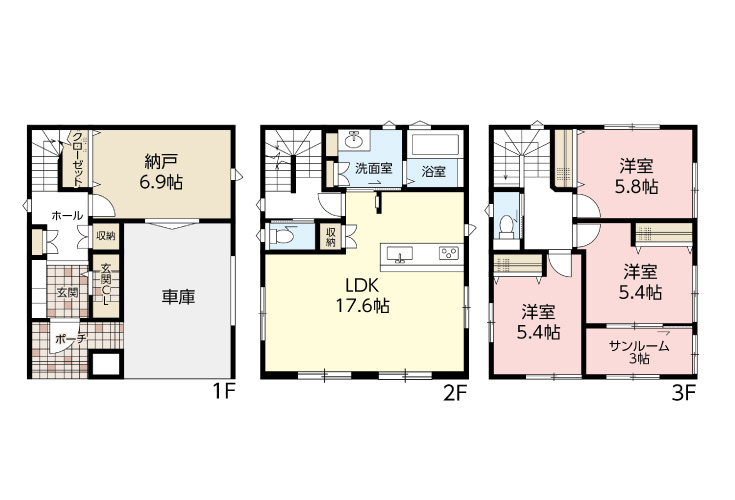 広島市東区曙1丁目新築一戸建て分譲住宅間取り図