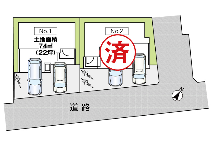 広島市安佐南区東野2丁目5新築一戸建て分譲住宅区画図