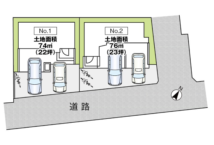 広島市安佐南区東野2丁目5新築一戸建て分譲住宅区画図