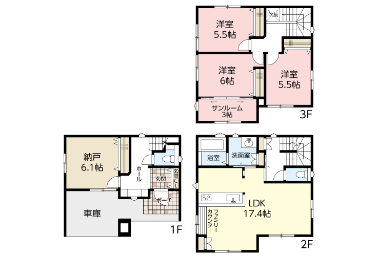 広島市安佐南区東野2丁目5新築一戸建て分譲住宅間取り図