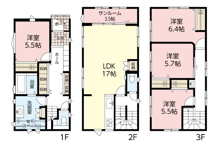 広島市南区宇品西1丁目7新築一戸建て分譲住宅間取り図