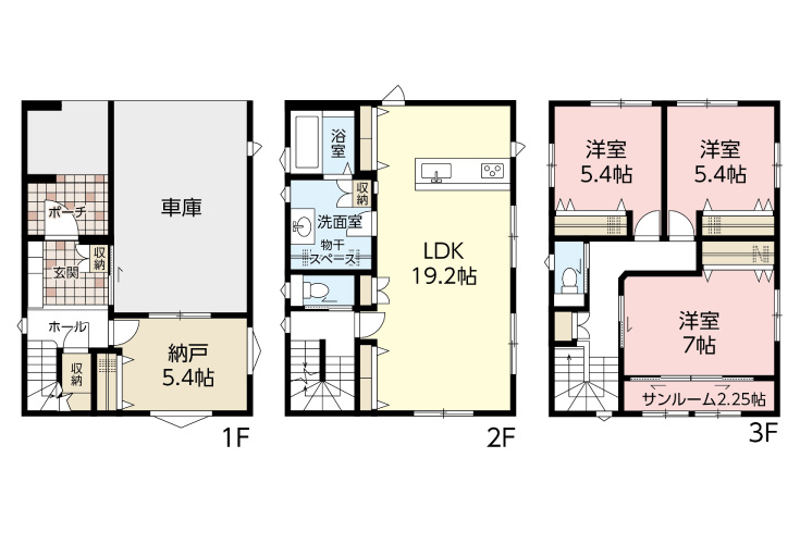 広島市南区霞2丁目4新築一戸建て分譲住宅間取り図