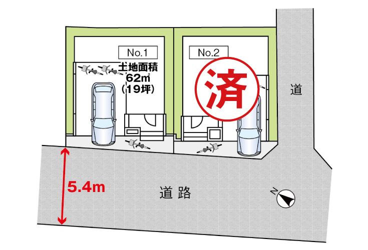 広島市東区曙1丁目新築一戸建て分譲住宅区画図