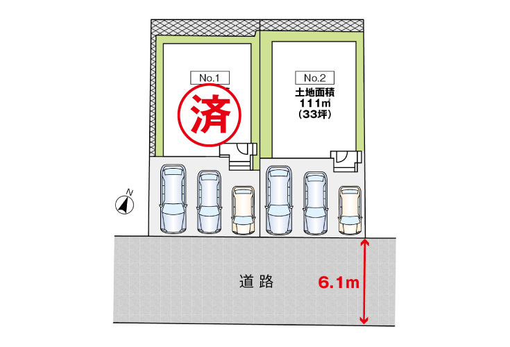 広島市安佐北区亀崎2丁目9新築一戸建て分譲住宅区画図