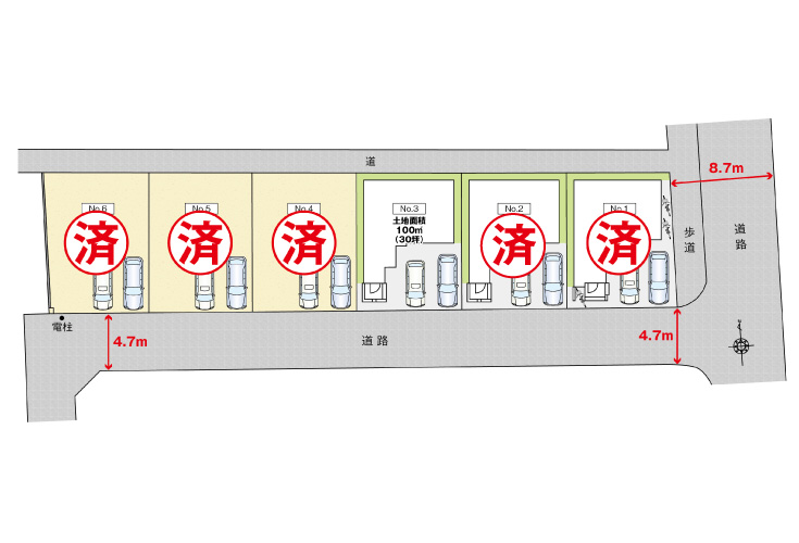 広島市南区宇品東3丁目5新築一戸建て分譲住宅区画図