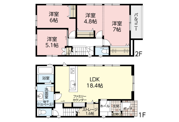 広島市安佐南区大町東4丁目6新築一戸建て分譲住宅間取り図