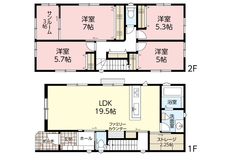 広島県安芸郡府中町浜田1丁目5新築一戸建て分譲住宅間取り図