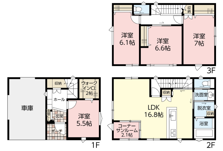 広島市安佐南区長束西1丁目34新築一戸建て分譲住宅間取り図