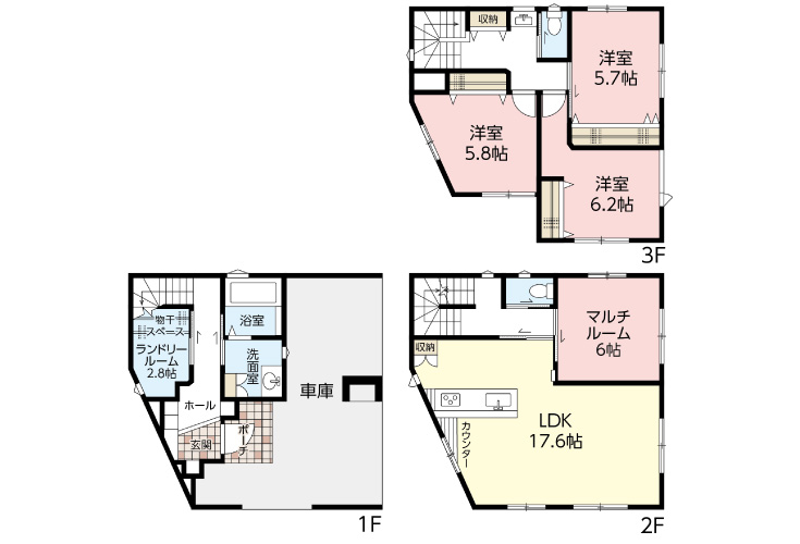 広島市安佐南区祇園2丁目8新築一戸建て分譲住宅間取り図